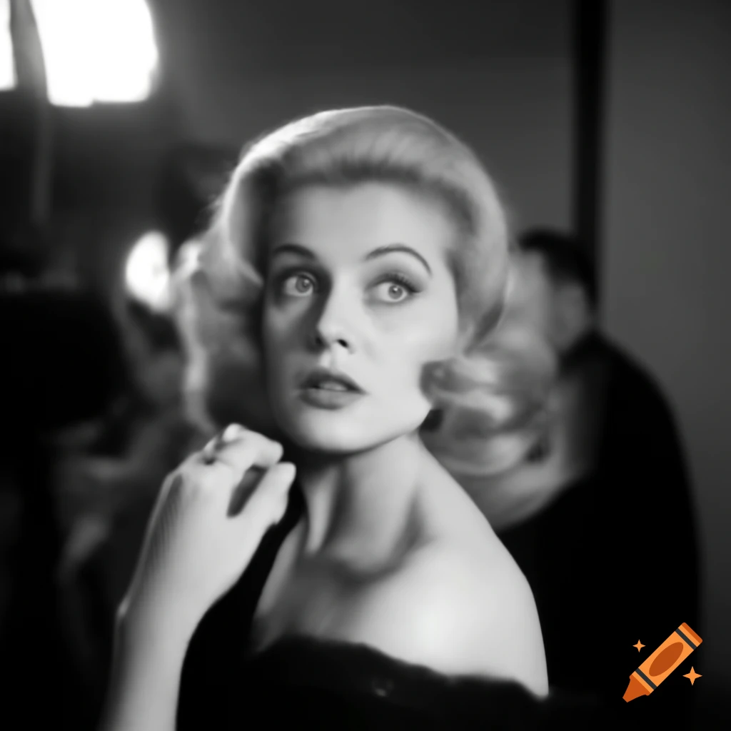 Candid shot of charming European actress on movie set, 1963