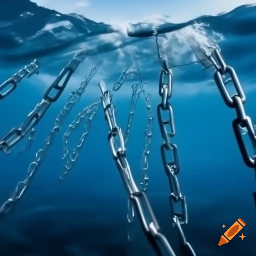Chains falling into the ocean