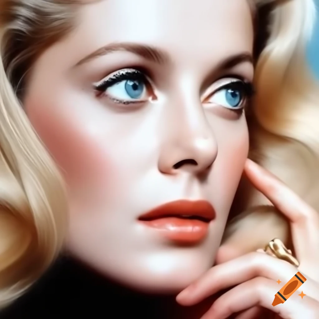 Beautiful European actress from 1963 with porcelain skin and striking blue eyes