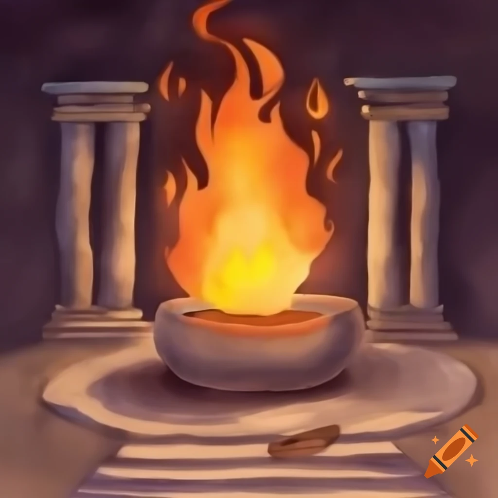 Whimsical watercolor of Hephaestus, Greek god of fire and forging