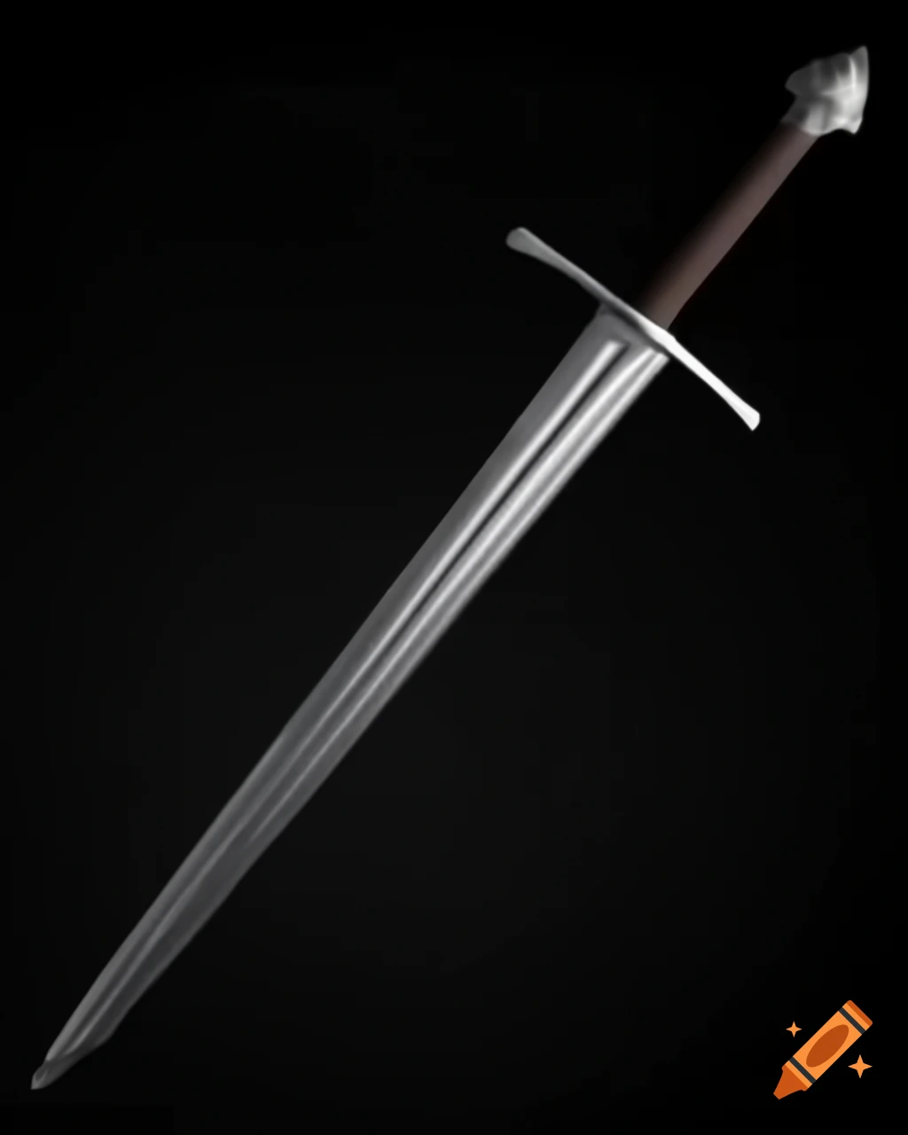 Realistic knight's sword against plain background