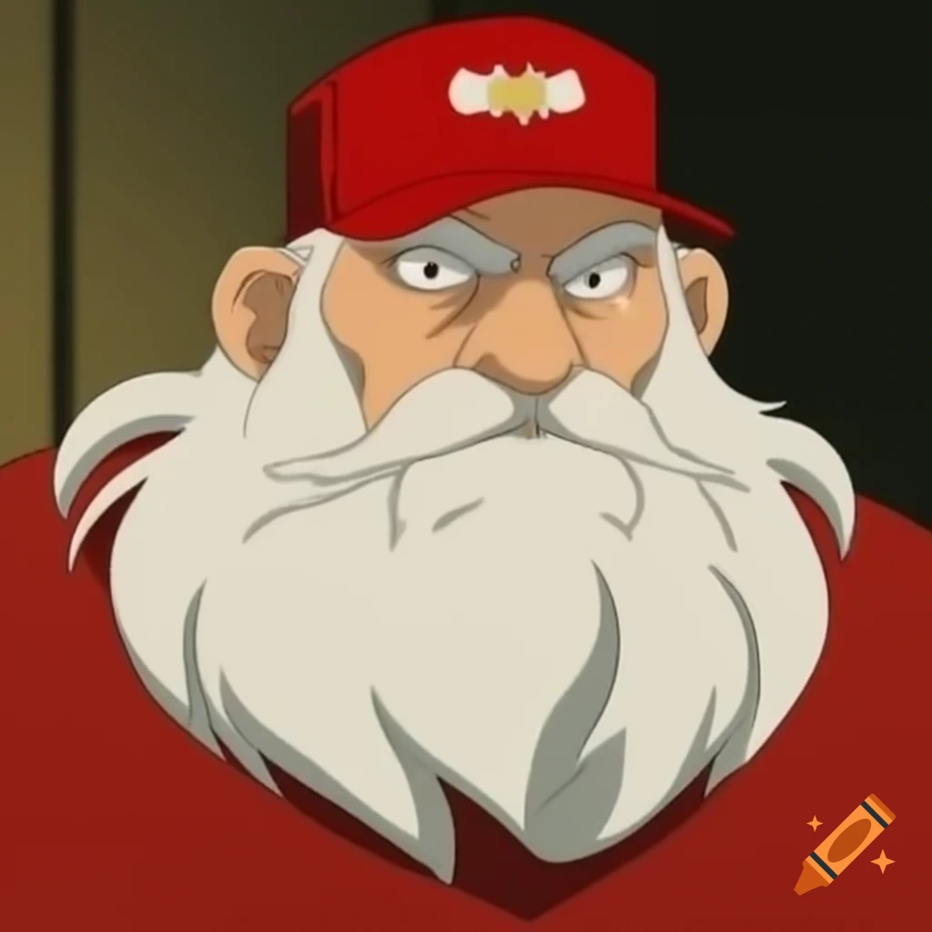 Elderly man with white hair wearing a red cap