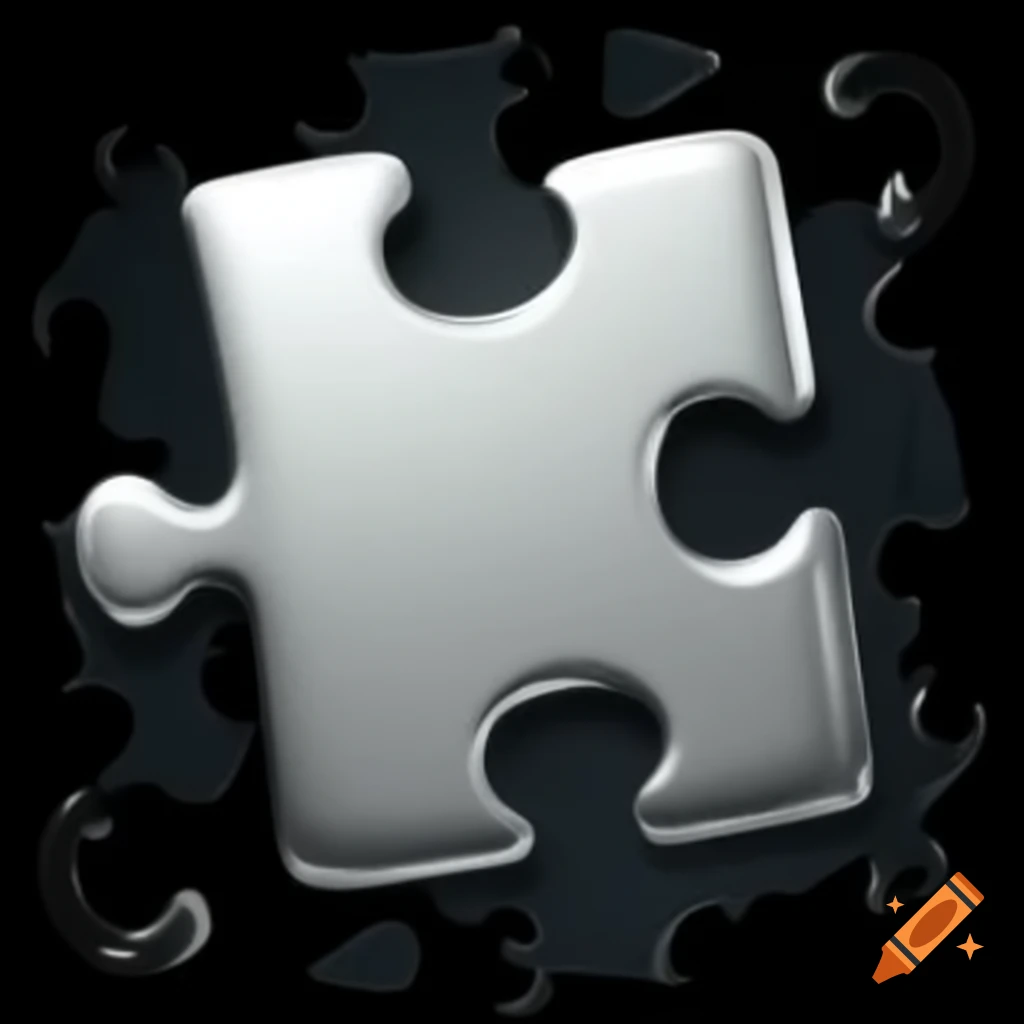 Metallic silver puzzle piece