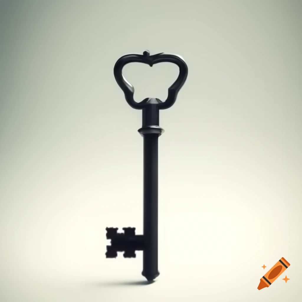 Solitary iron skeleton key on neutral background