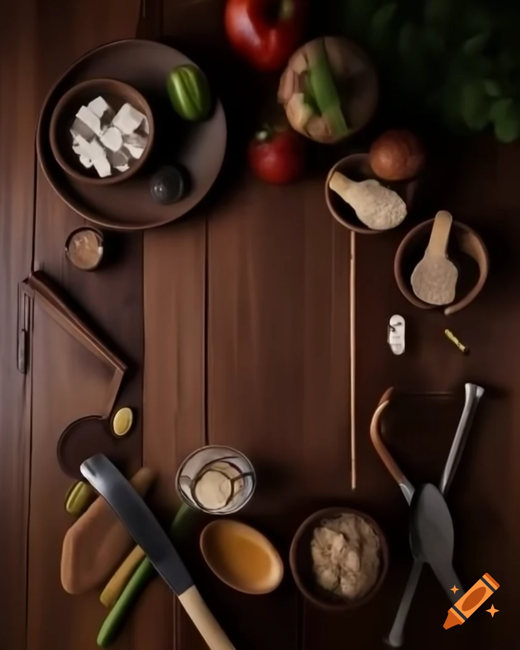 Nutricionist's office with brown table and daily tools emphasizing dietary changes