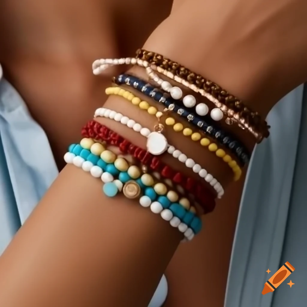 Nylon string bracelets with beads and charms