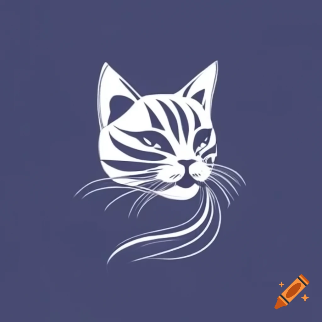 Sleek feline in elegant Asian calligraphy strokes