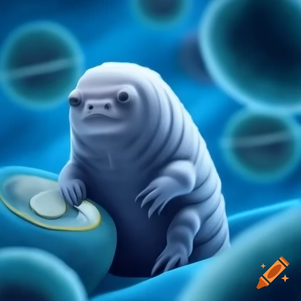Tardigrade scientist examining cells in a lab