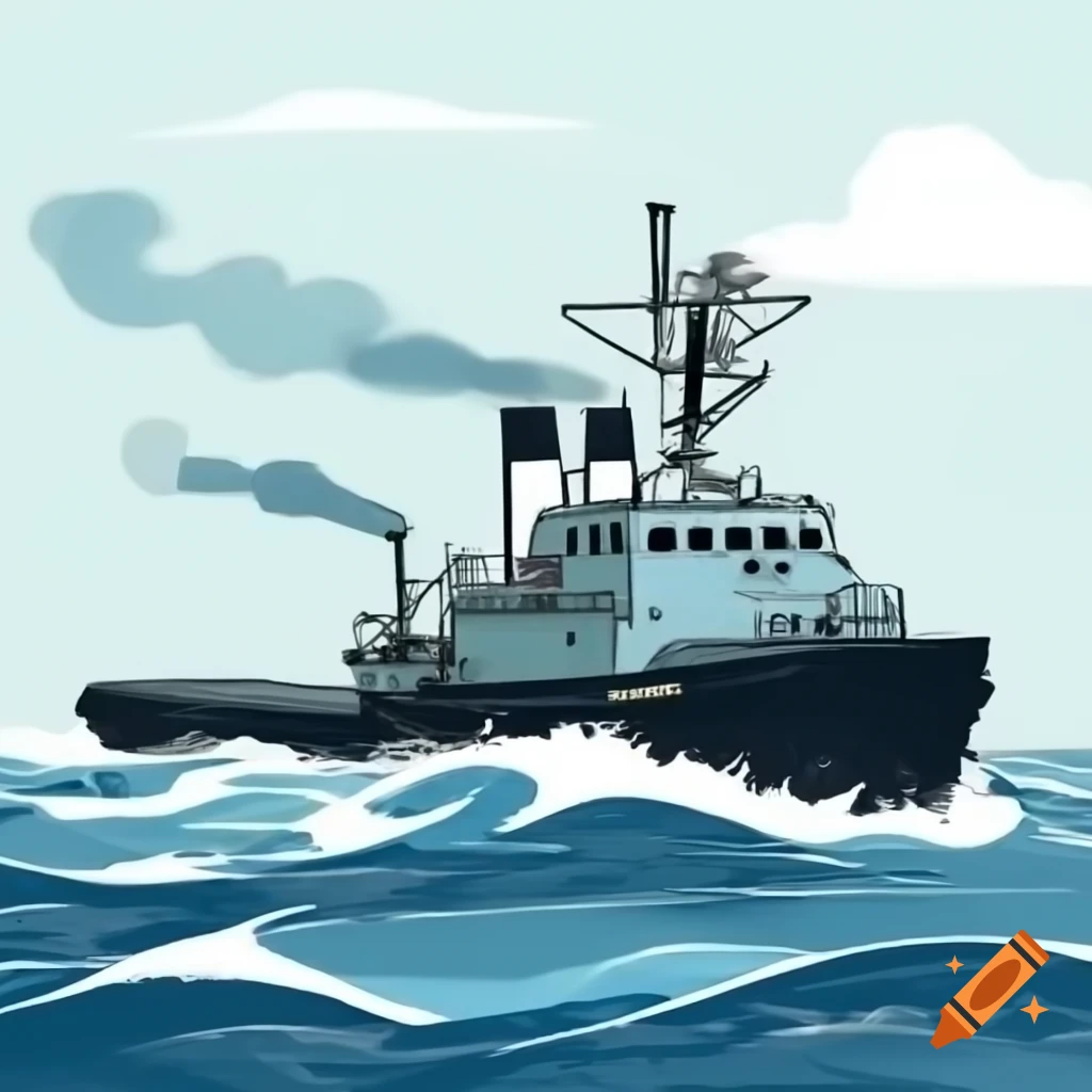 Sketch of a marine cargo ship