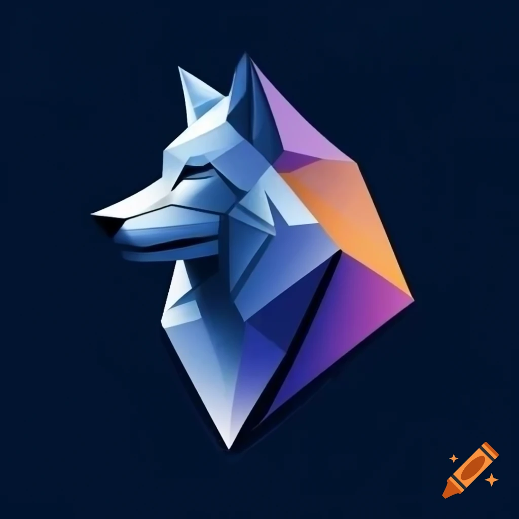 3D polygonal wolf profile illustration
