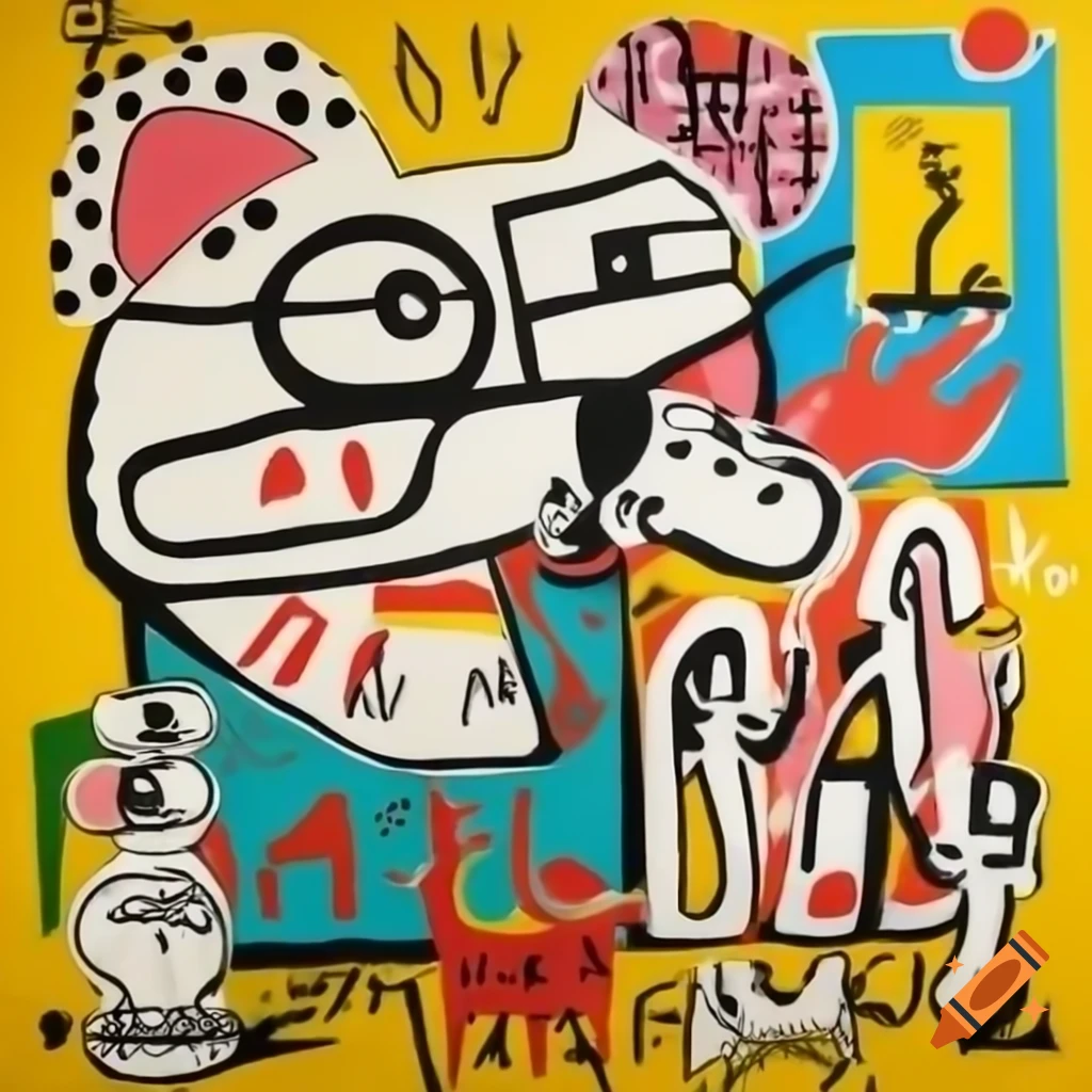 City animals painting by Jean-Michel Basquiat and Wifredo Lam