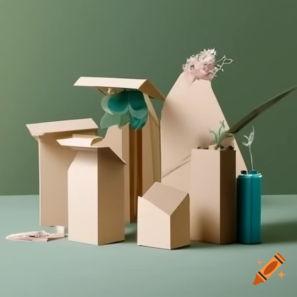 Futuristic sustainable packaging with modern design and nature-inspired principles