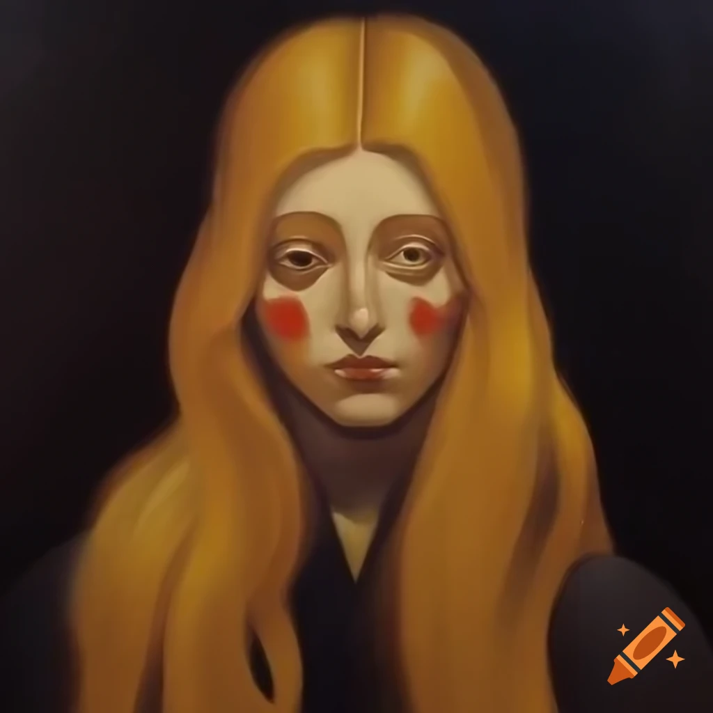Macabre renaissance style portrait of woman with long blonde hair, Picasso influence