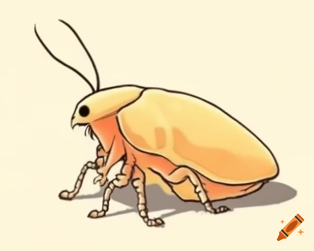 Illustration of a beach flea on sandy shore