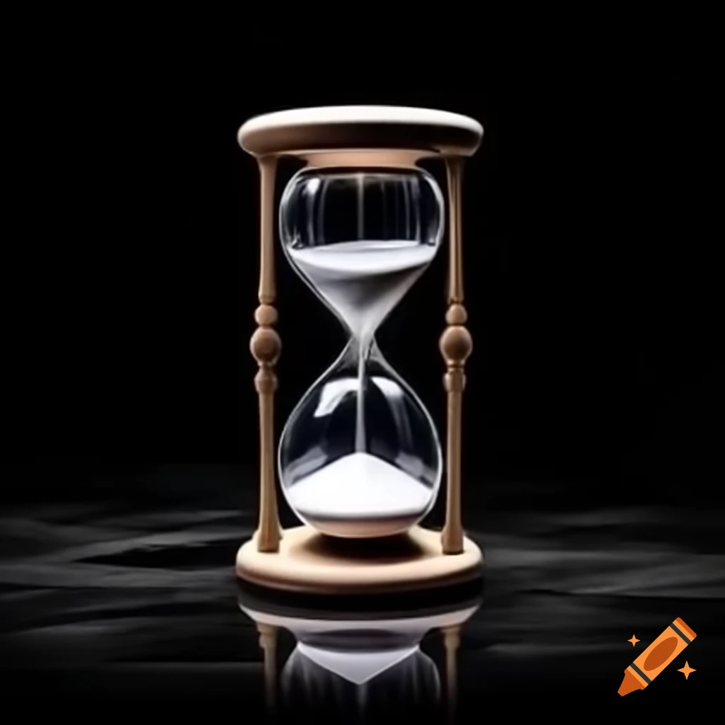 Large hourglass on black background