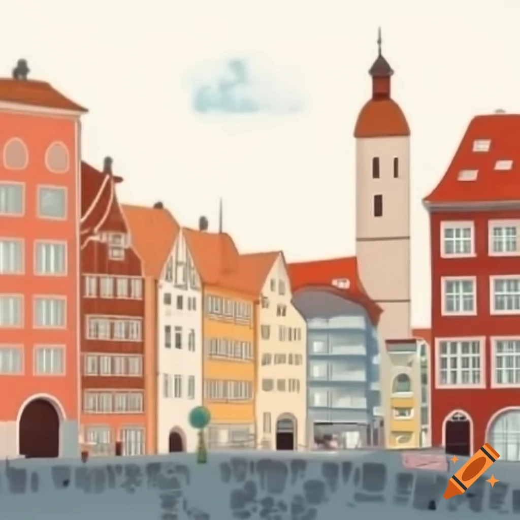 Cartoon art of Augsburg city