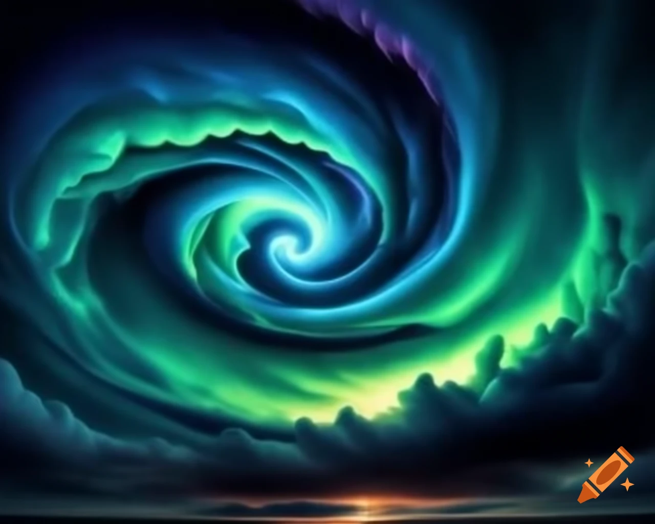 Aurora borealis lighting up the night sky on craiyon