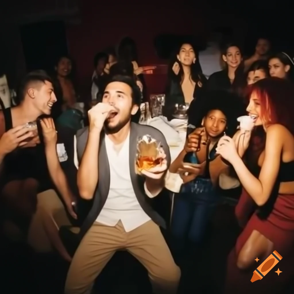 Young people enjoying a party atmosphere with drinks