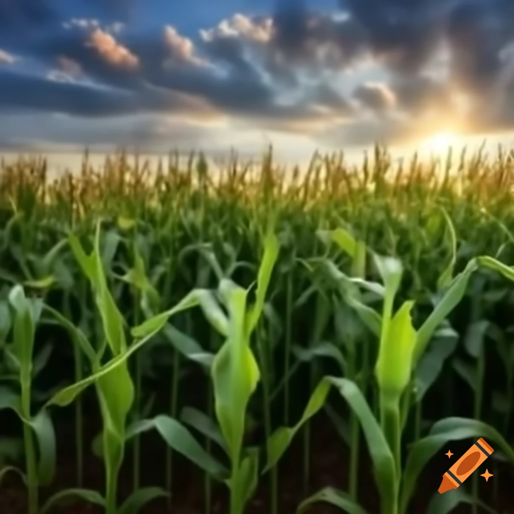 Vast corn field under clear sky