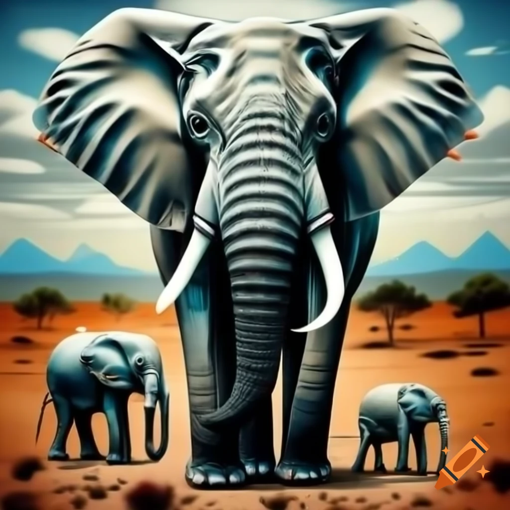 Artistic representation of liberty featuring an African elephant