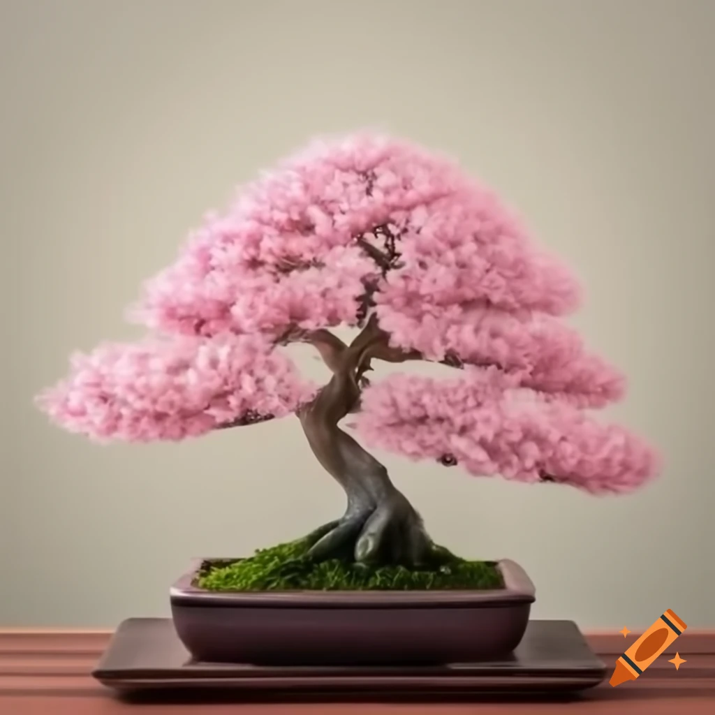 Bonsai cherry blossom tree in full bloom
