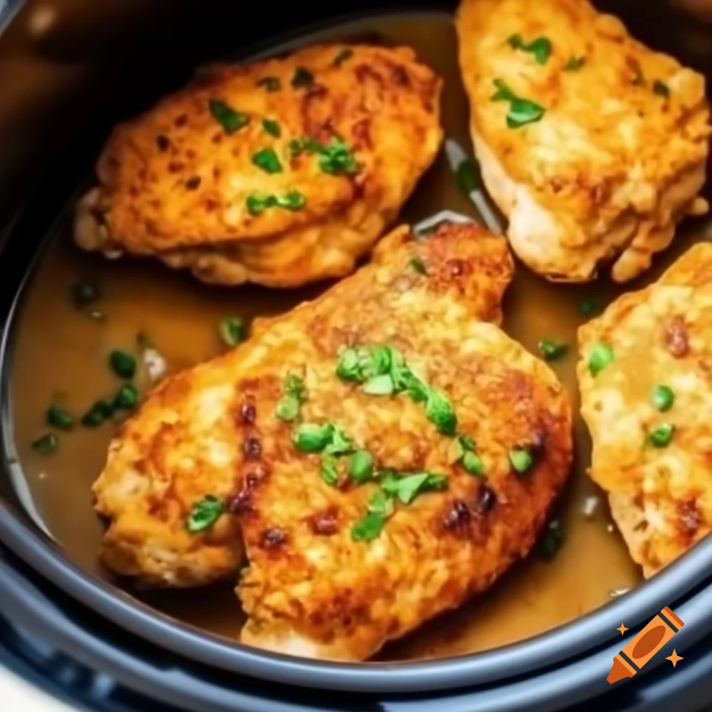 Crispy chicken with herbs cooked in air fryer