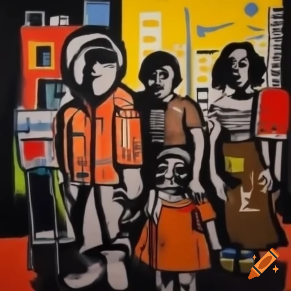 City scene painting by Jean-Michel Basquiat