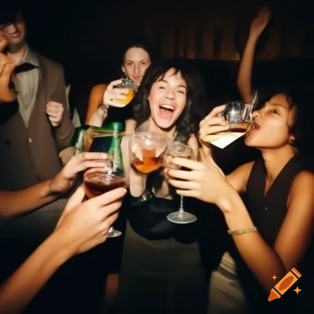Young people enjoying a party atmosphere with drinks