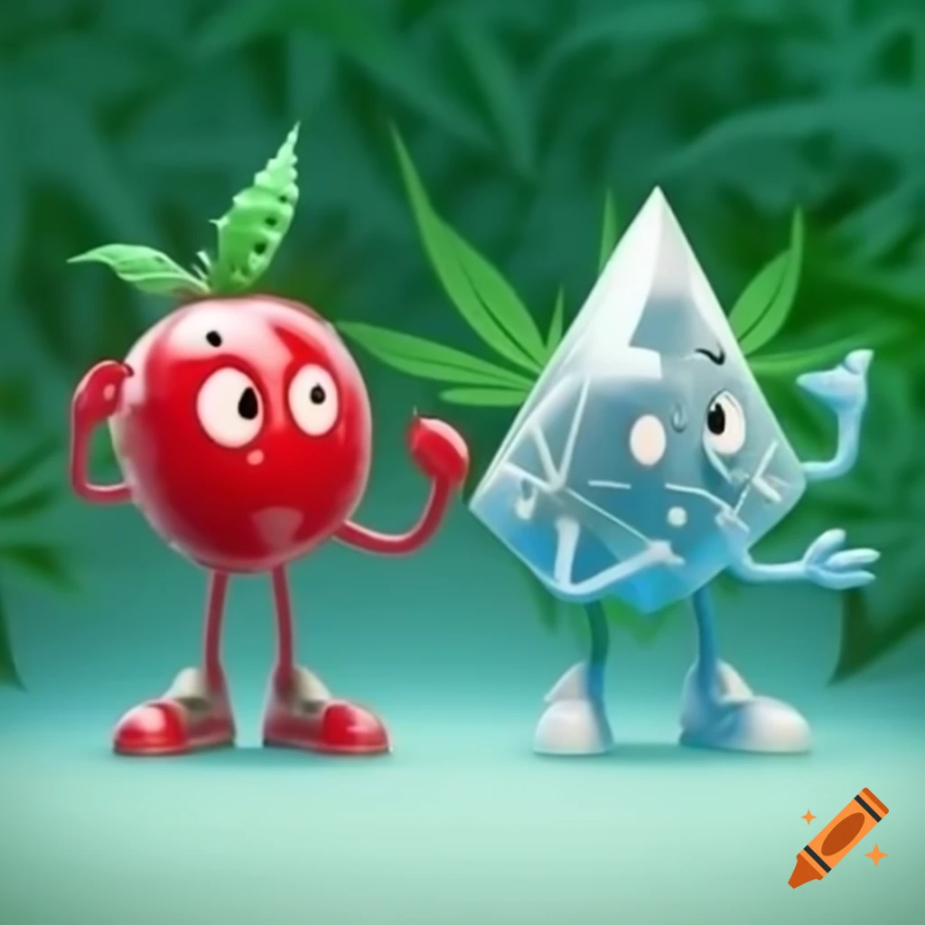 Playful cartoon cherries representing 'Tropical Cherry' in shimmering diamond