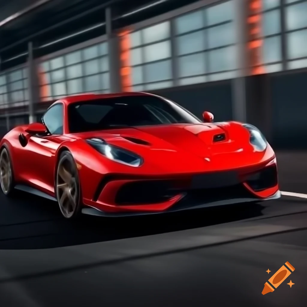 Red sports car in 3/4 view