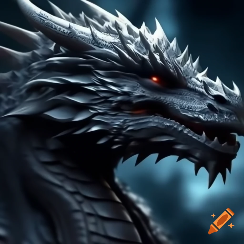 Stylized dragon design in noir style
