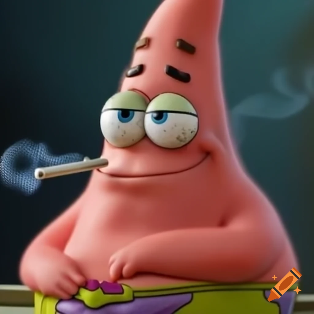 Patrick Star from SpongeBob enjoying a cigarette