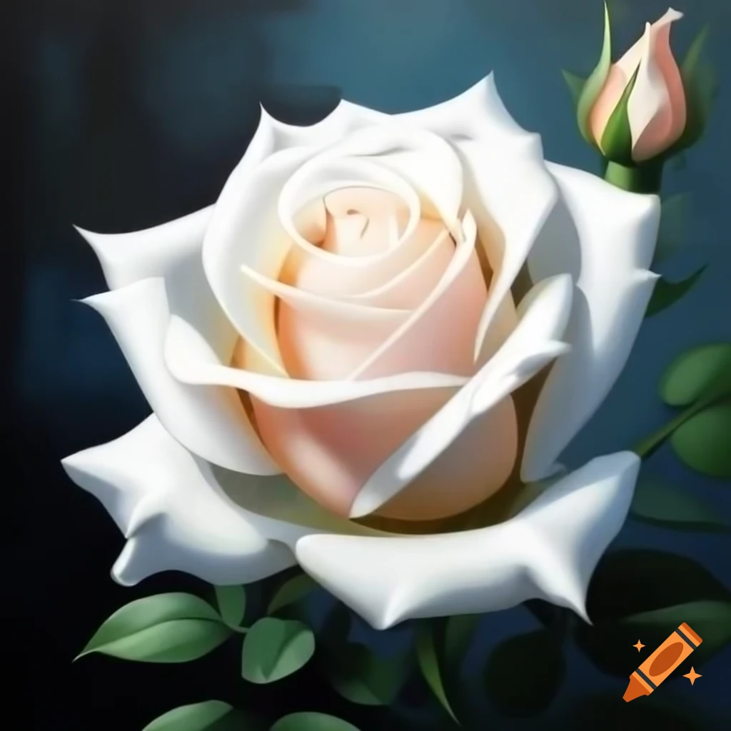 Beautiful white rose in full bloom