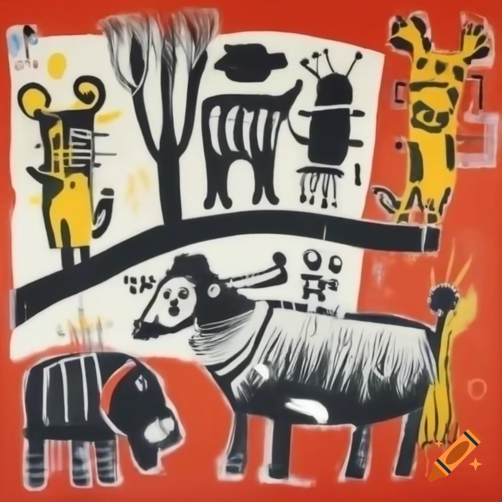 Winter animals artwork by Jean-Michel Basquiat