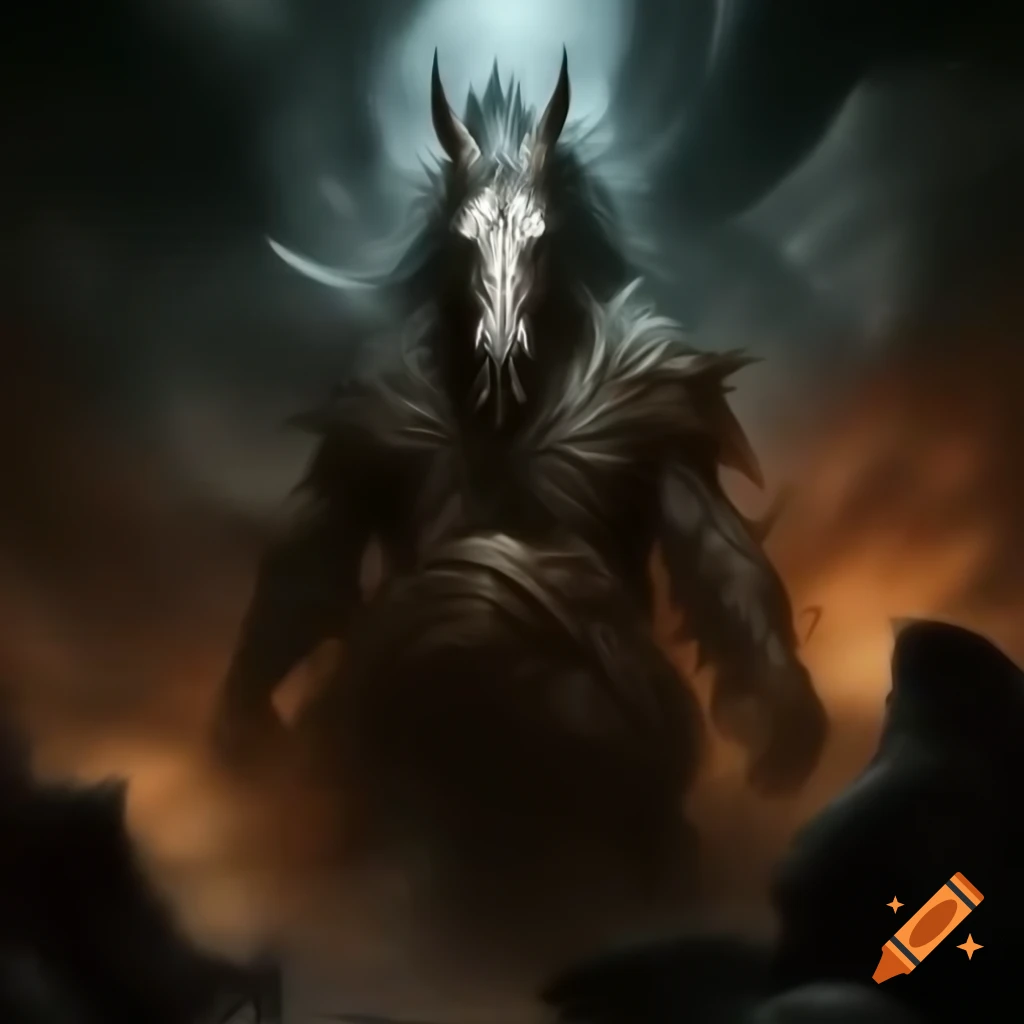 Monstrous warrior with horse head inspired by dark fantasy lore
