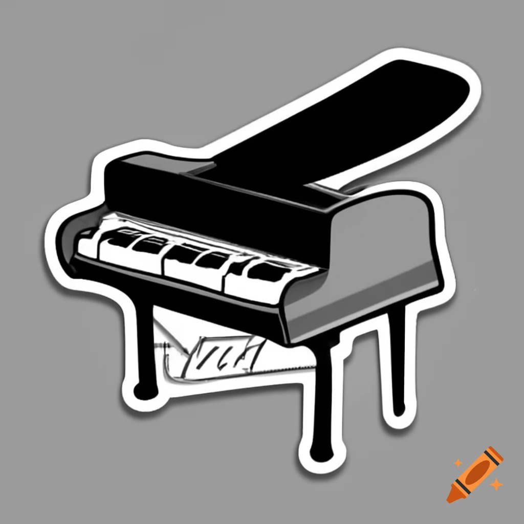 Funny black piano sticker design