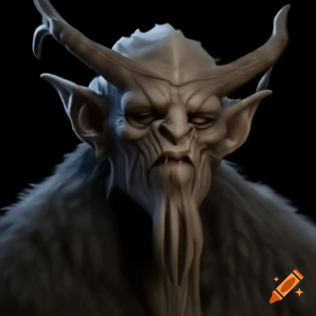3D model of hulking, fur-clad figure inspired by Krampus in Dark Souls style