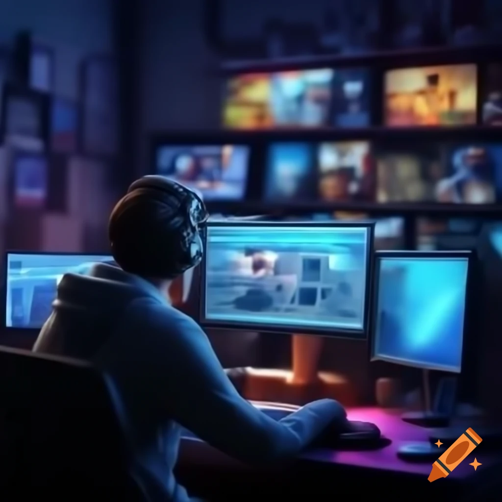 Colorful background for virtual portfolio with video editing themes
