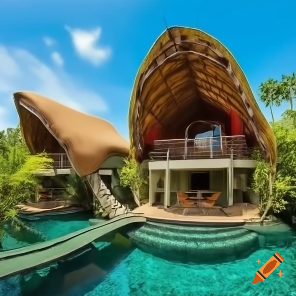 Tropical hotel architecture inspired by hermit crabs