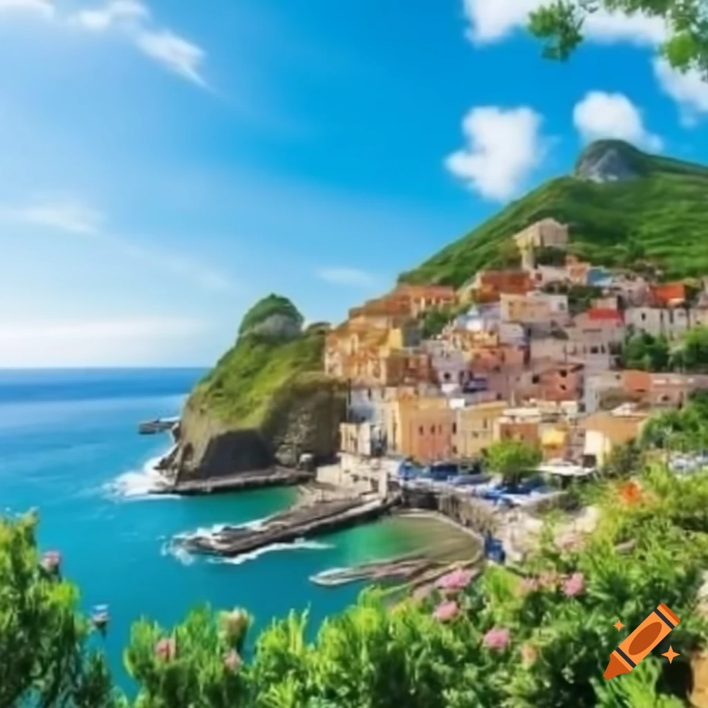 Vibrant lush tourism destination by the sea