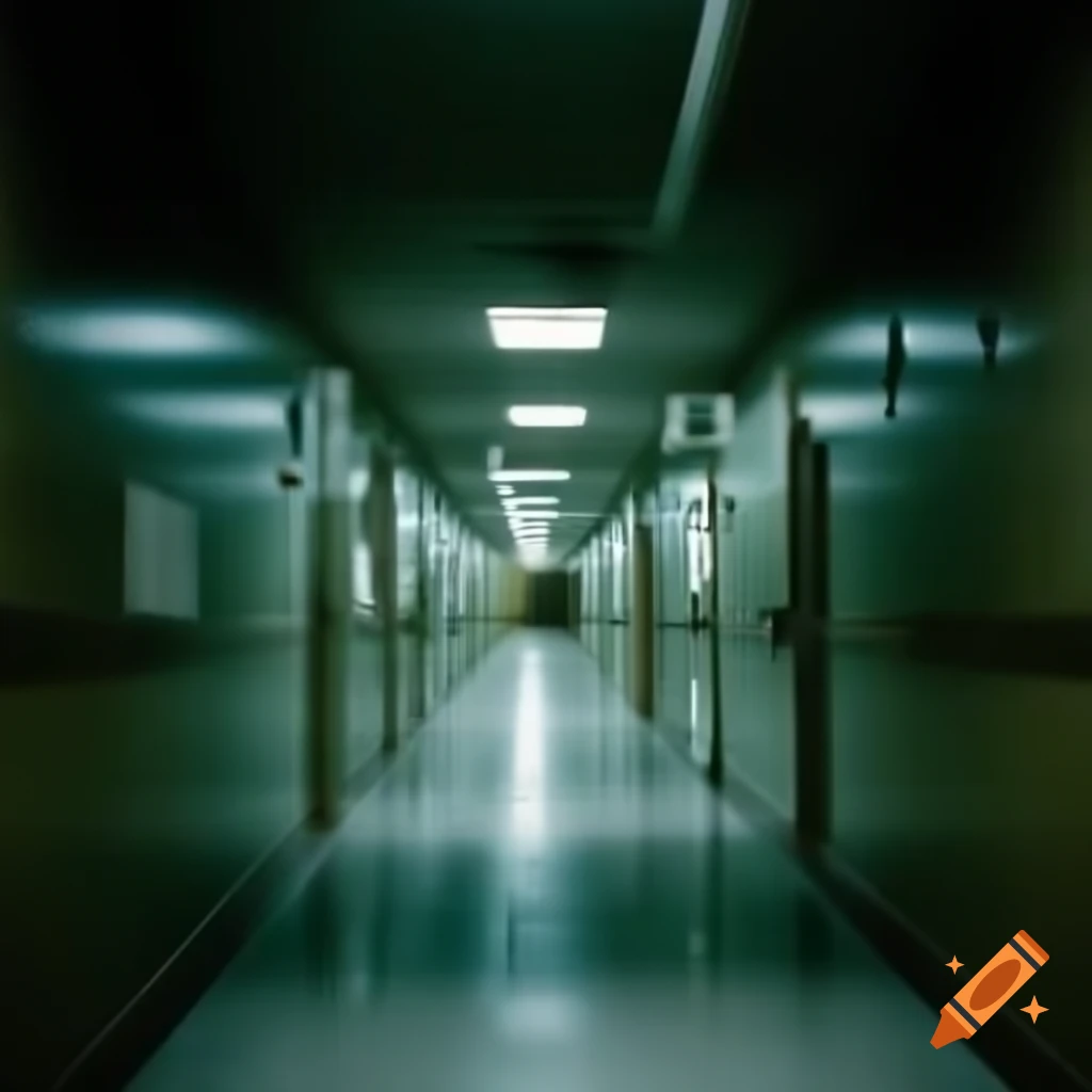 Long sterile hallway with fluorescent lighting and immaculate walls