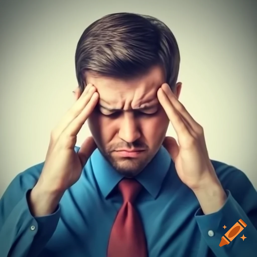 Man experiencing headache and fever on craiyon