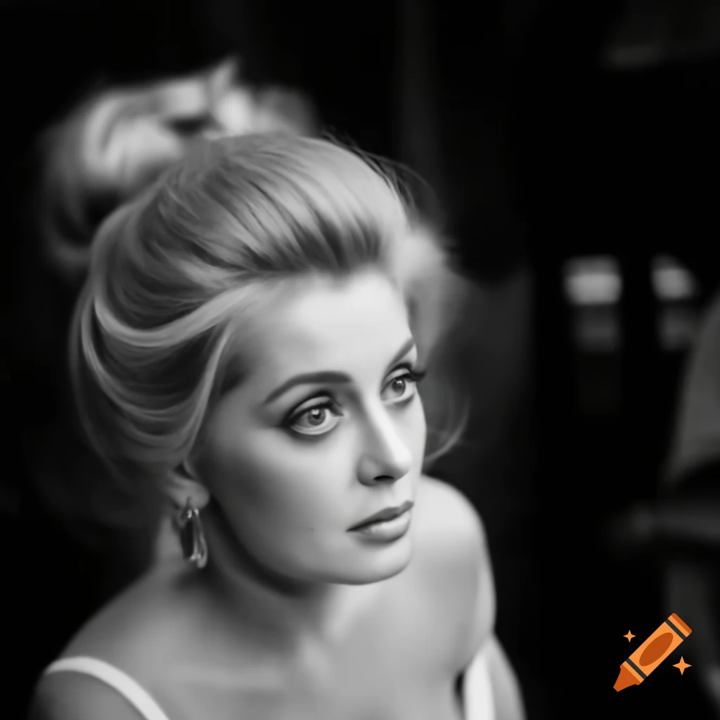 Candid shot of beautiful European actress from 1963 with porcelain skin and blue eyes