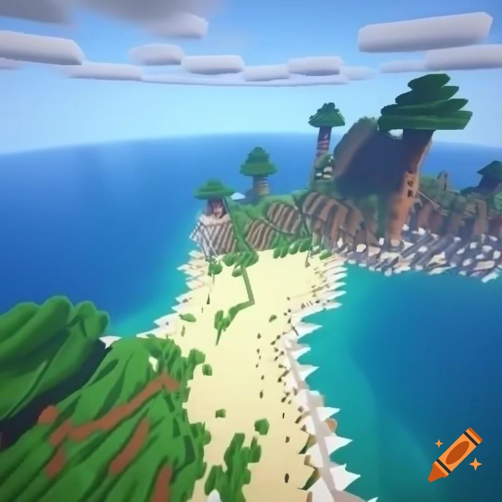 Minecraft Scene At The Beach On Craiyon