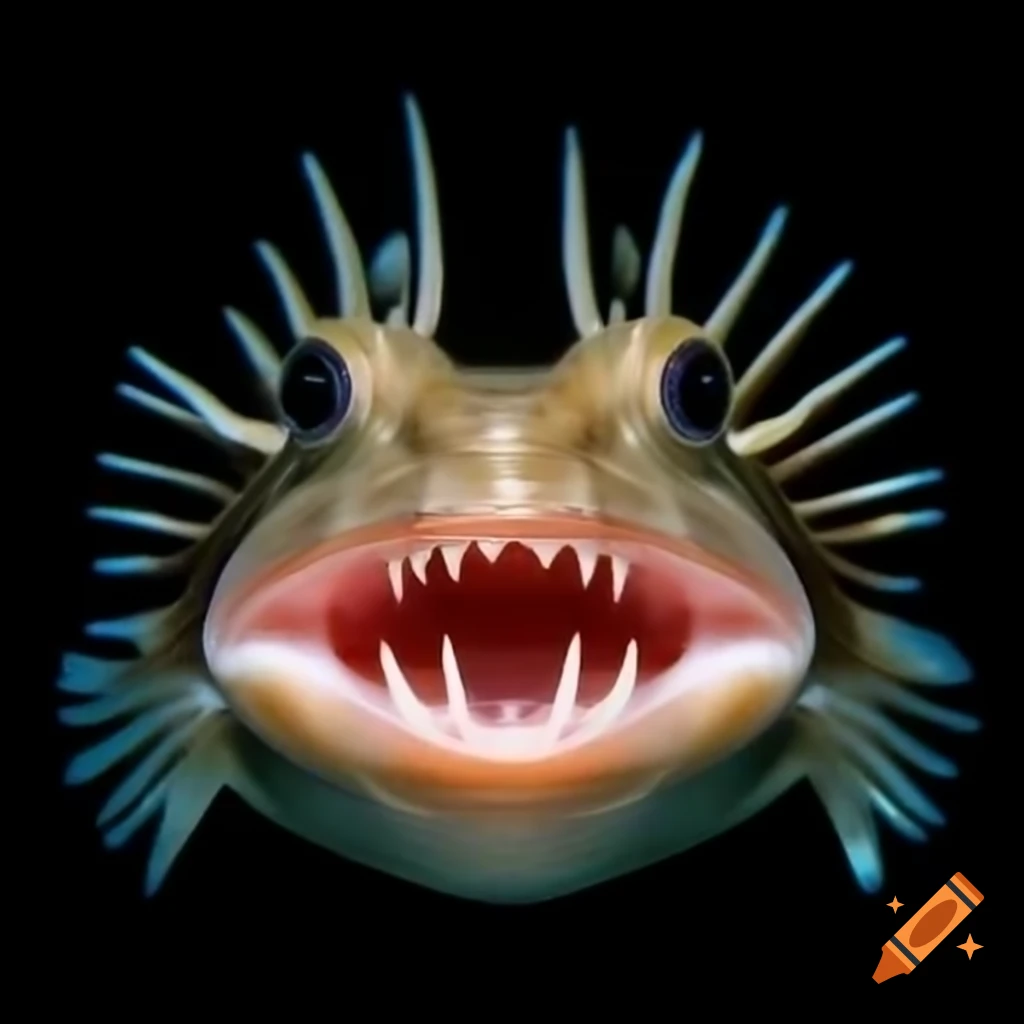 Frogfish displaying sharp teeth and spikes