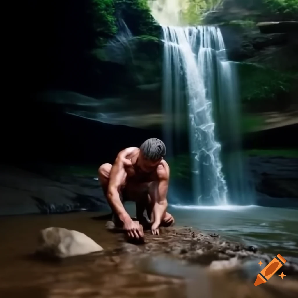 Man digging a pit and accidentally falling into it