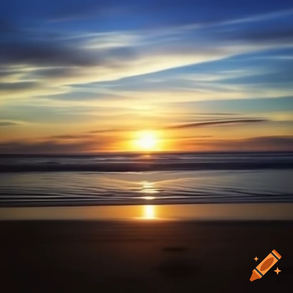 Scenic beach view with vibrant sunset