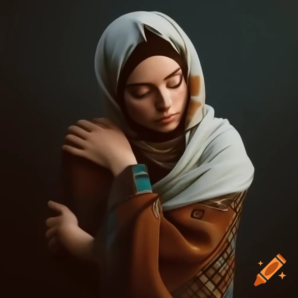 Métis Cree and Irish woman wearing hijab, showcasing faith and style with blue eyes