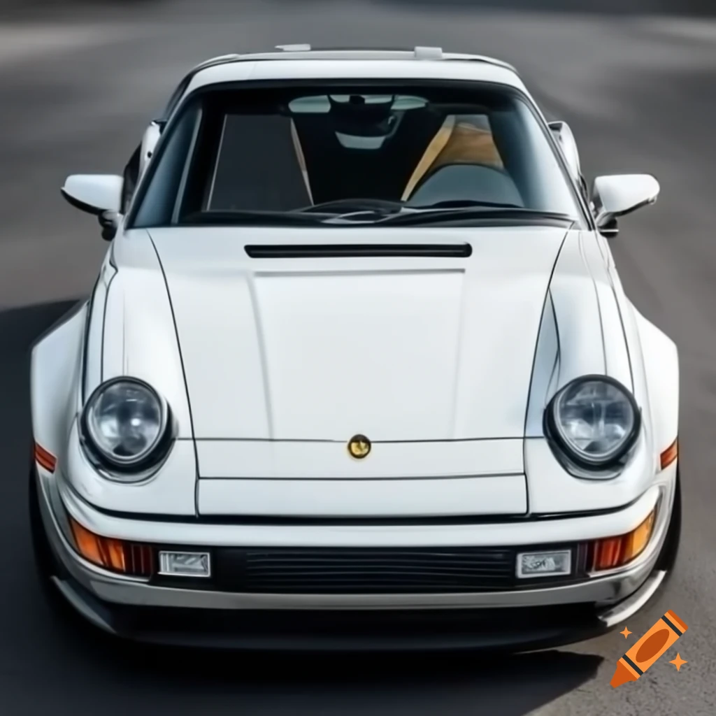 Top view of a white Porsche 944 sports car