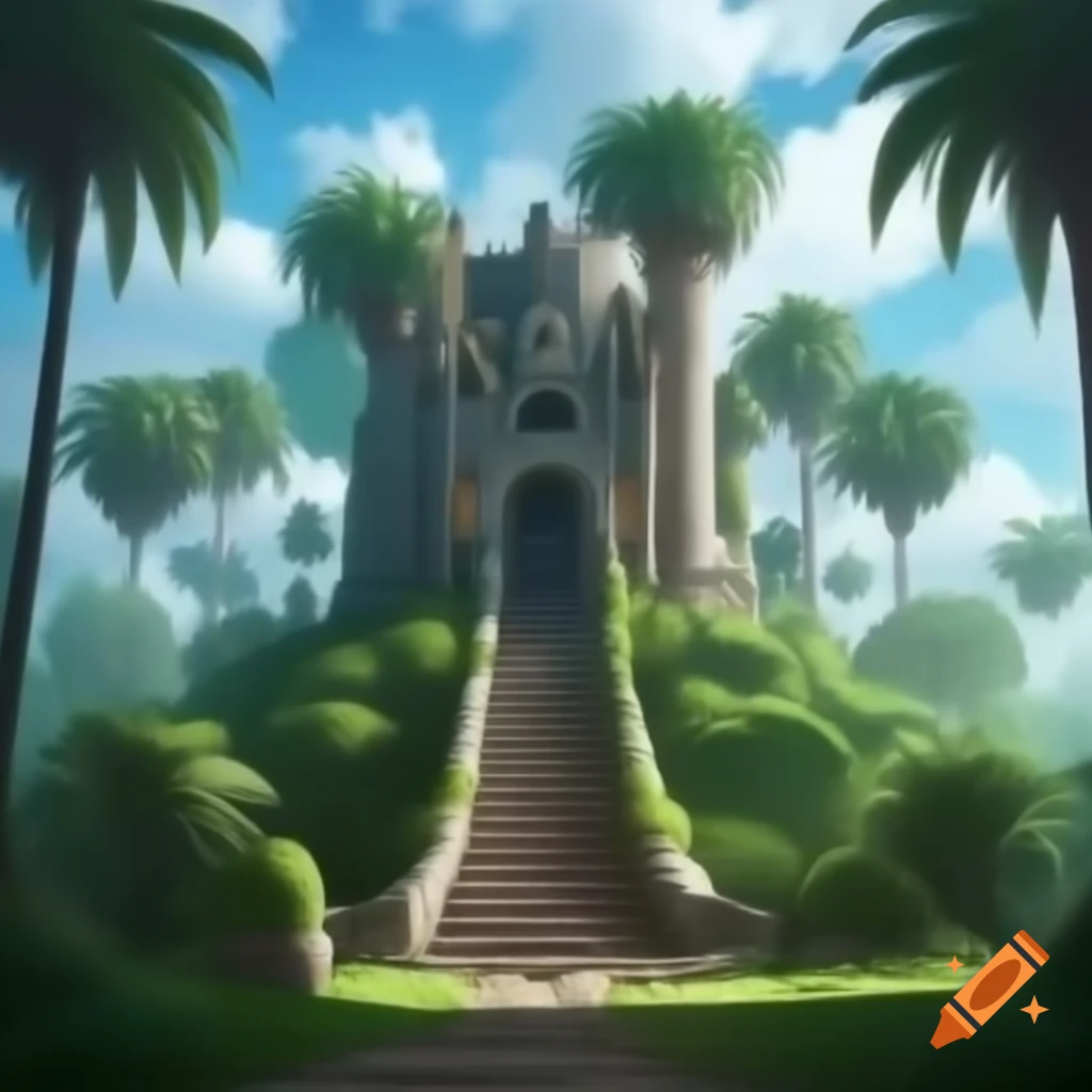 Castle constructed with palm tree elements